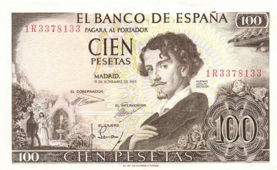 100 Pesetas 19.11.1965